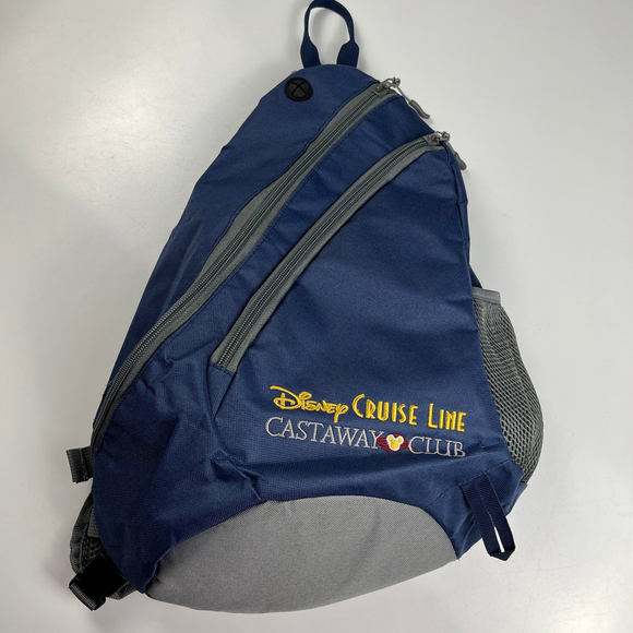 Disney Cruise Line Castaway Club Sling Shoulder Bag Bagpack Blue Gray - Picture 1 of 7